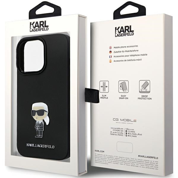 Futrola za Apple iPhone 14 Pro Max, Karl Lagerfeld, Silicone Ikonik Karl Metal, Crna