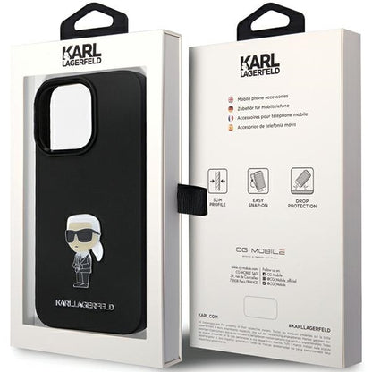 Futrola za Apple iPhone 14 Pro Max, Karl Lagerfeld, Silicone Ikonik Karl Metal, Crna