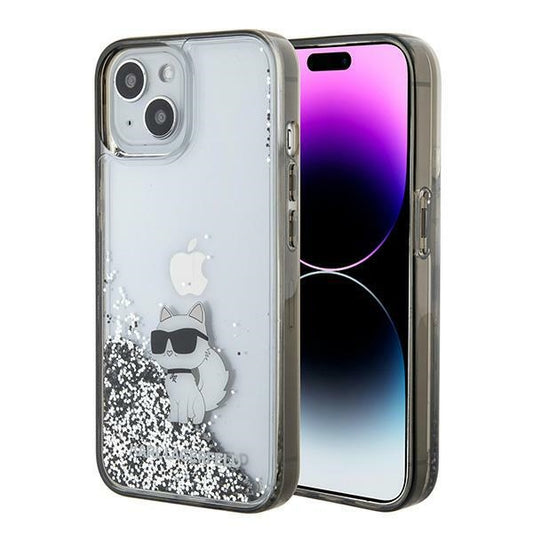 Futrola za Apple iPhone 15 / 14 / 13, Karl Lagerfeld, Liquid Glitter Choupette, Prozirna