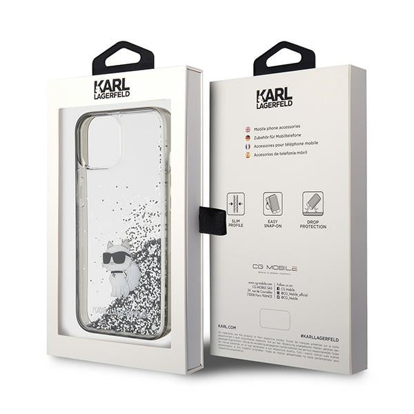 Futrola za Apple iPhone 15 / 14 / 13, Karl Lagerfeld, Liquid Glitter Choupette, Prozirna