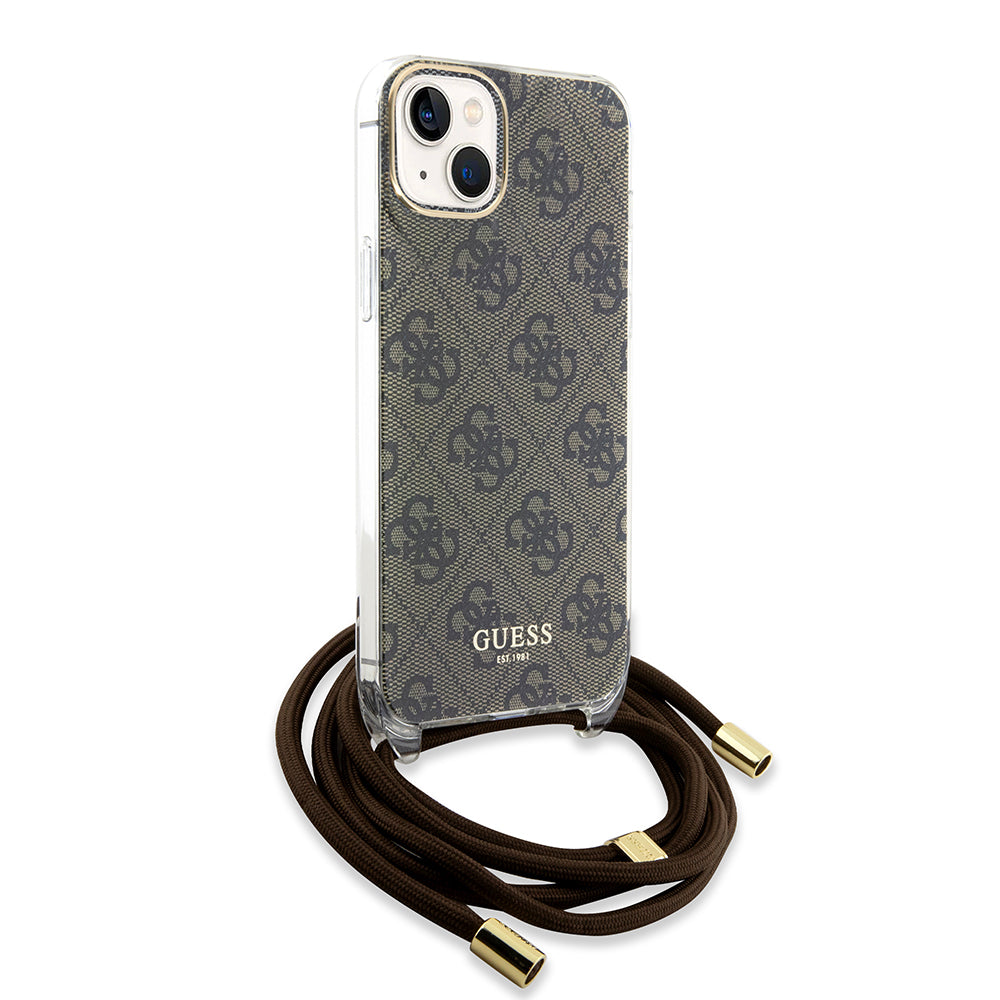 Futrola za Apple iPhone 15, Guess, 4G IML Printed Crossbody, Smeđa