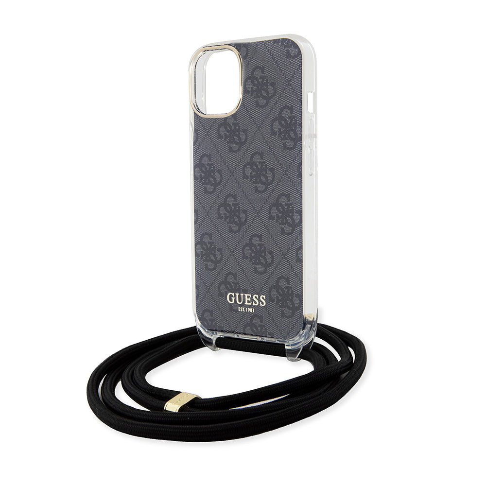 Futrola za Apple iPhone 15, Guess, 4G IML Printed Crossbody, Crna
