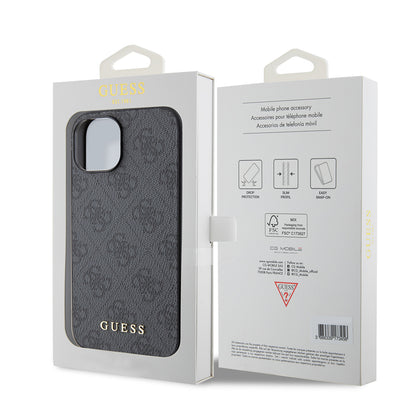 Futrola za Apple iPhone 15, Guess, 4G Metal Gold Logo, Siva