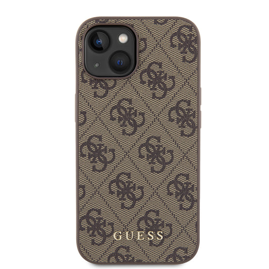 Futrola za Apple iPhone 15, Guess, 4G Metal Gold Logo, Smeđa