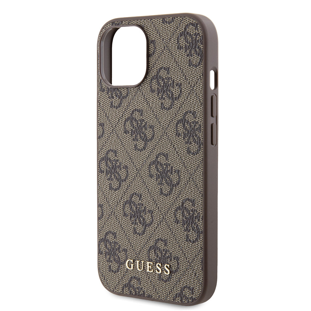 Futrola za Apple iPhone 15, Guess, 4G Metal Gold Logo, Smeđa