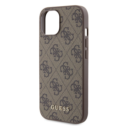 Futrola za Apple iPhone 15, Guess, 4G Metal Gold Logo, Smeđa