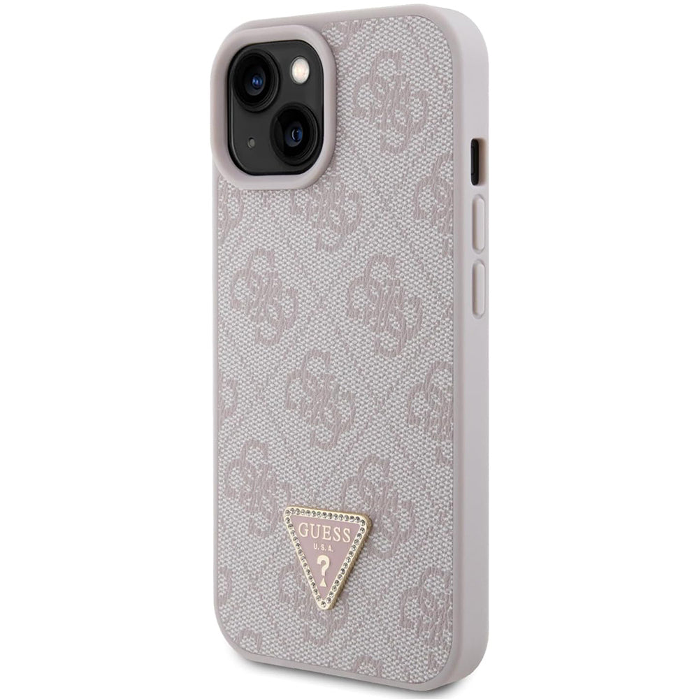 Futrola za Apple iPhone 15, Guess, 4G Triangle Strass, Roza