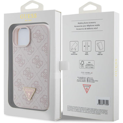 Futrola za Apple iPhone 15, Guess, 4G Triangle Strass, Roza