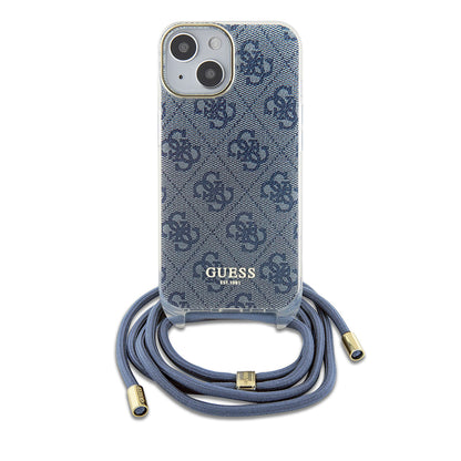 Futrola za Apple iPhone 15, Guess, Crossbody Cord 4G Print, Plava