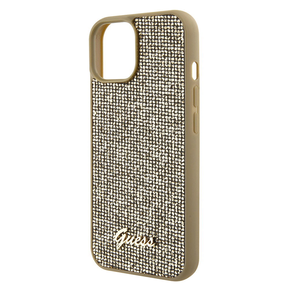 Futrola za Apple iPhone 15, Guess, Disco Metal Script, Zlatna