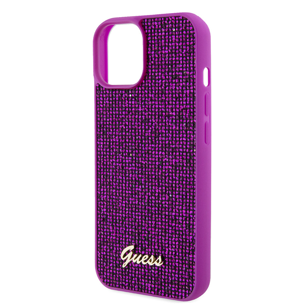 Futrola za Apple iPhone 15, Guess, Disco Metal Script, Fuksija