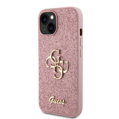 Futrola za Apple iPhone 15, Guess, Glitter Big 4G Script, Roza