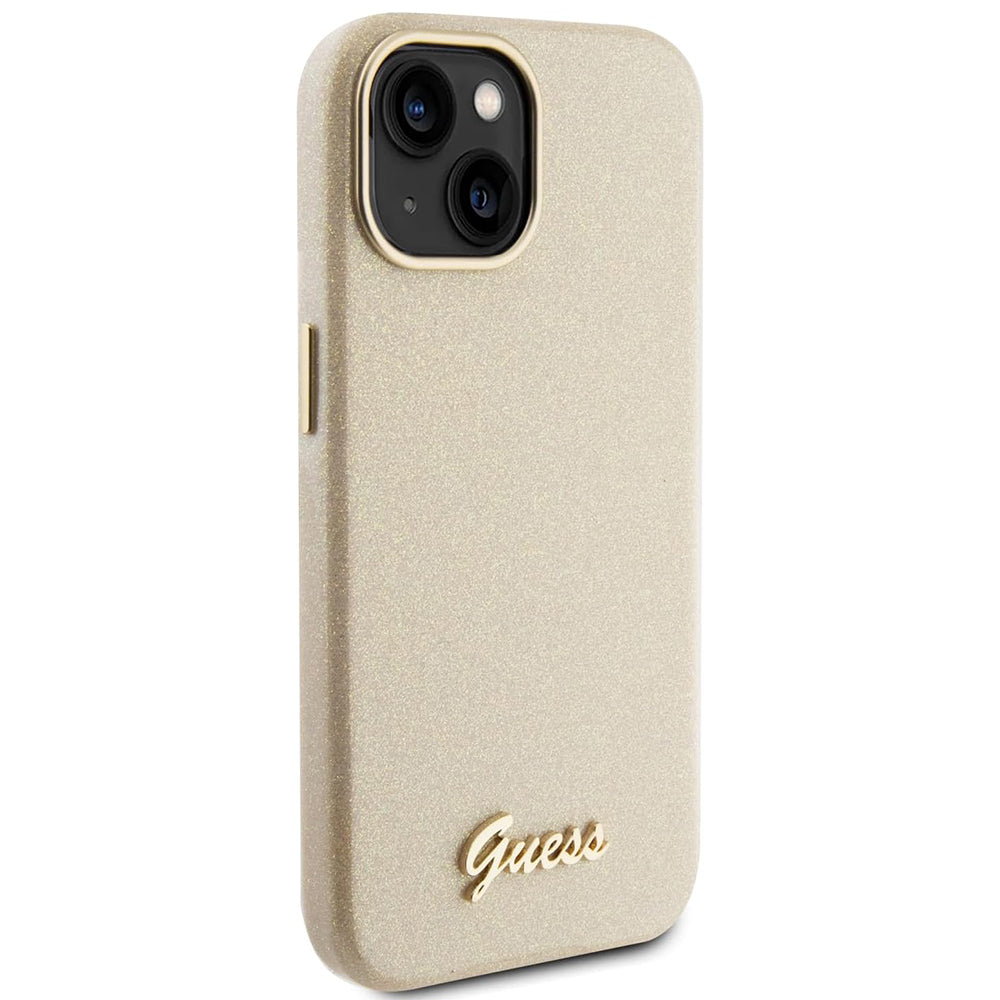 Futrola za Apple iPhone 15, Guess, Glitter Glossy Script, Bež