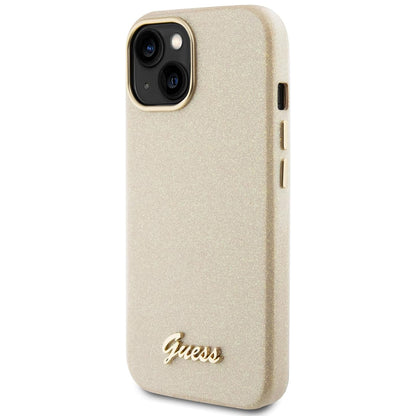 Futrola za Apple iPhone 15, Guess, Glitter Glossy Script, Bež