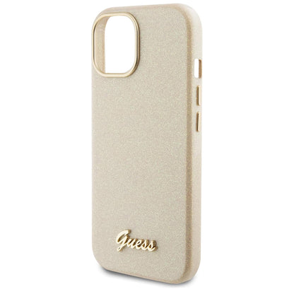 Futrola za Apple iPhone 15, Guess, Glitter Glossy Script, Bež