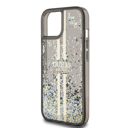 Futrola za Apple iPhone 15, Guess, Liquid Glitter Gold Stripes, Crna