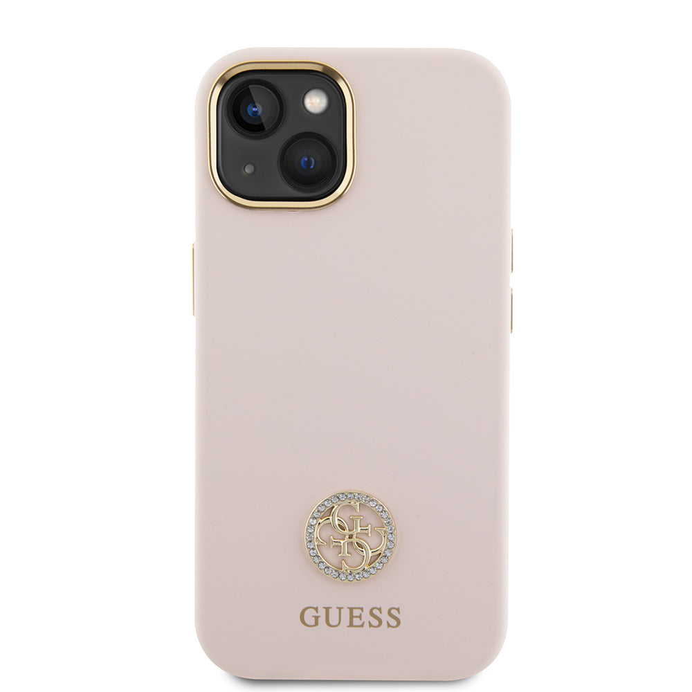 Futrola za Apple iPhone 15, Guess, Logo Strass 4G, Svijetlo roza