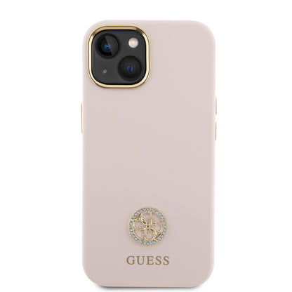 Futrola za Apple iPhone 15, Guess, Logo Strass 4G, Svijetlo roza