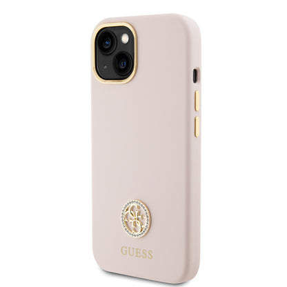 Futrola za Apple iPhone 15, Guess, Logo Strass 4G, Svijetlo roza