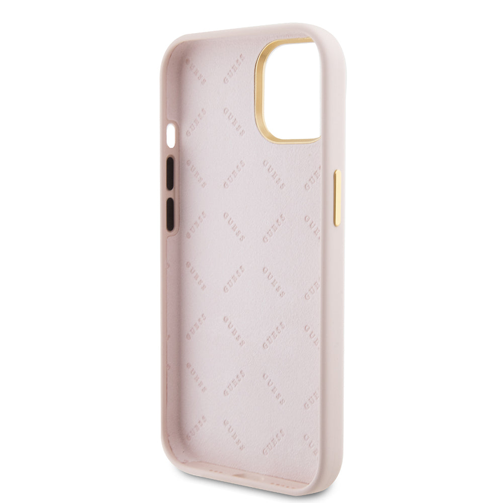 Futrola za Apple iPhone 15, Guess, Logo Strass 4G, Svijetlo roza