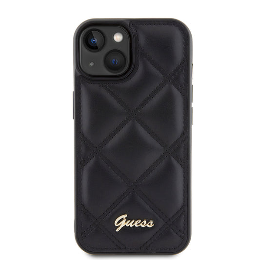 Futrola za Apple iPhone 15, Guess, Quilted Metal Logo, Crna