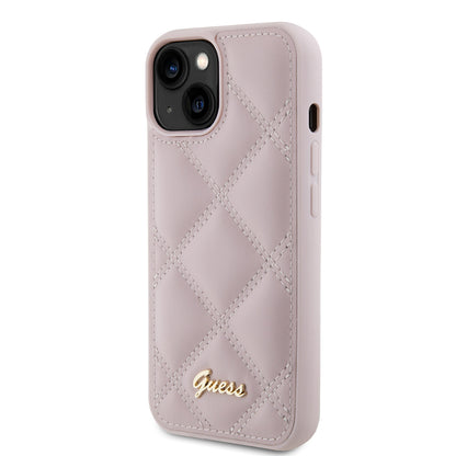 Futrola za Apple iPhone 15, Guess, Quilted Metal Logo, Roza