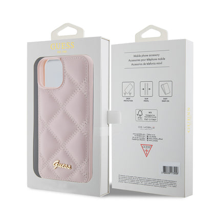 Futrola za Apple iPhone 15, Guess, Quilted Metal Logo, Roza