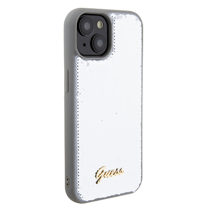 Futrola za Apple iPhone 15, Guess, Sequin Script Metal, Srebrna