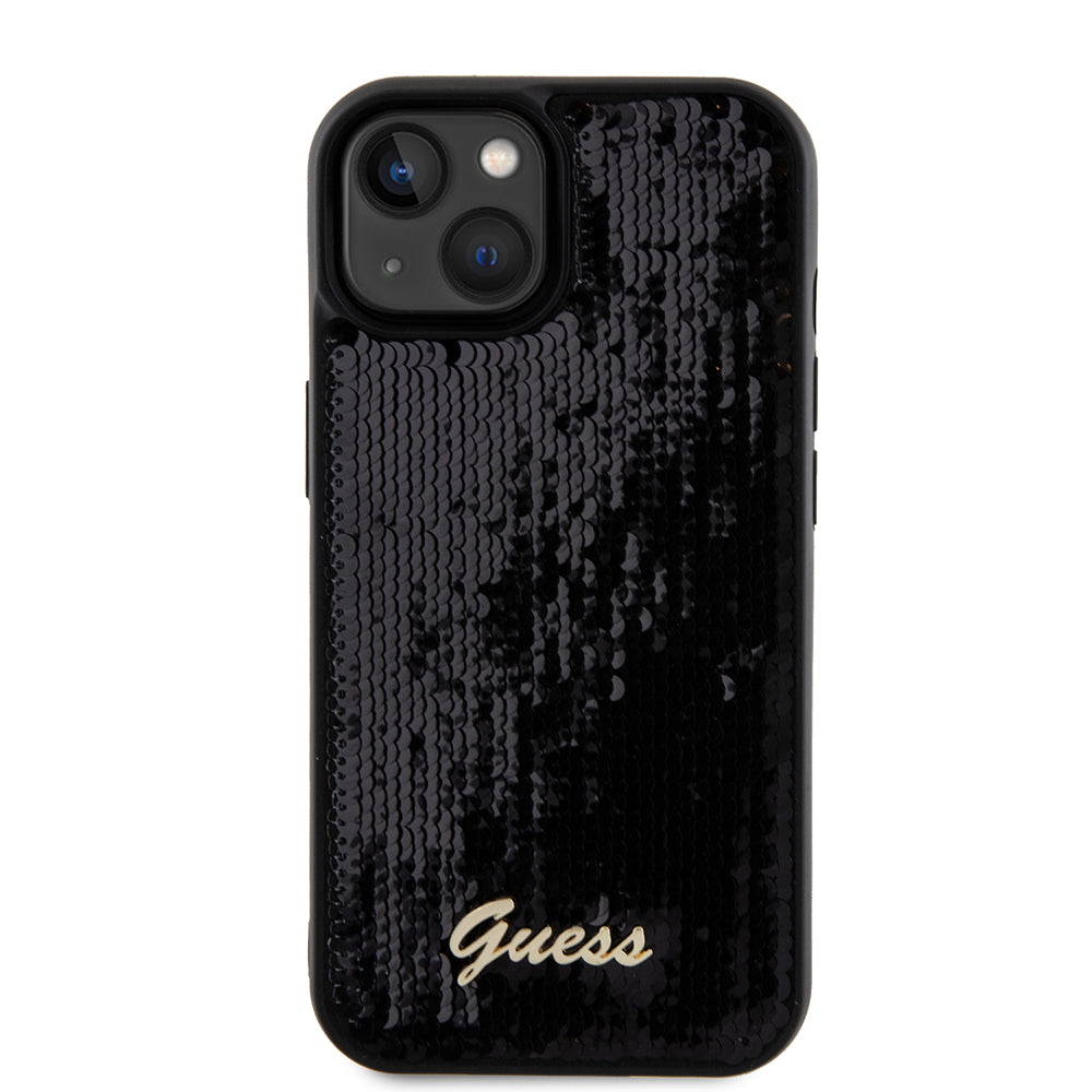 Futrola za Apple iPhone 15, Guess, Sequin Script Metal, Crna