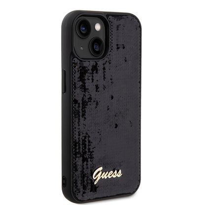 Futrola za Apple iPhone 15, Guess, Sequin Script Metal, Crna