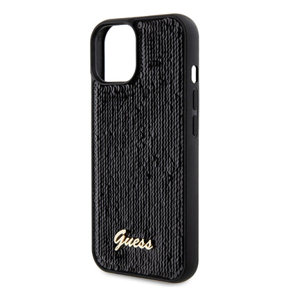 Futrola za Apple iPhone 15, Guess, Sequin Script Metal, Crna