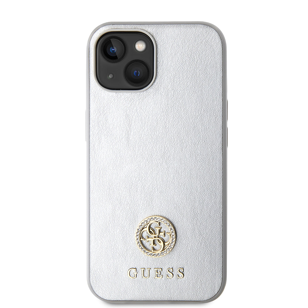 Futrola za Apple iPhone 15, Guess, Strass Metal Logo, Srebrna