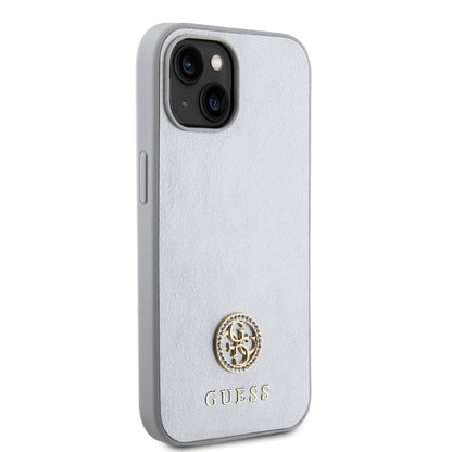 Futrola za Apple iPhone 15, Guess, Strass Metal Logo, Srebrna