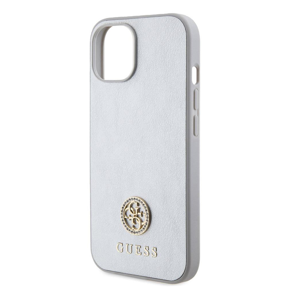 Futrola za Apple iPhone 15, Guess, Strass Metal Logo, Srebrna