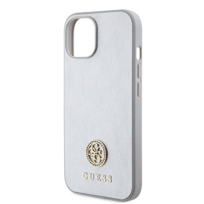 Futrola za Apple iPhone 15, Guess, Strass Metal Logo, Srebrna