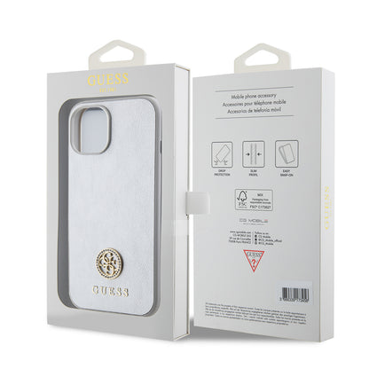 Futrola za Apple iPhone 15, Guess, Strass Metal Logo, Srebrna