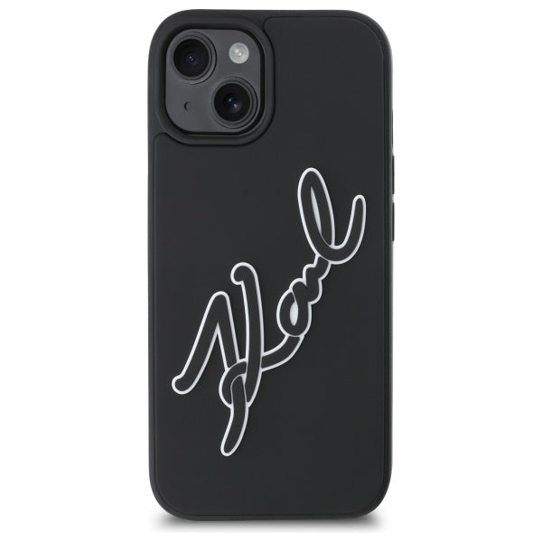 Futrola za Apple iPhone 15, Karl Lagerfeld, 3D Rubber Signature, Crna