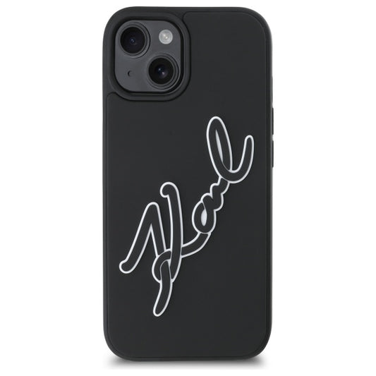 Futrola za Apple iPhone 15, Karl Lagerfeld, 3D Rubber Signature, Crna