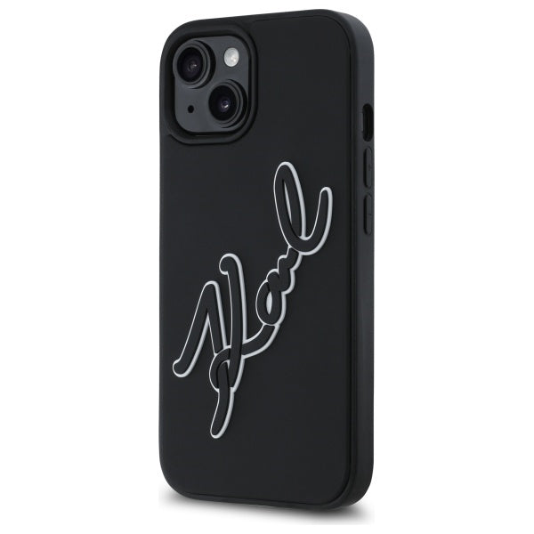 Futrola za Apple iPhone 15, Karl Lagerfeld, 3D Rubber Signature, Crna