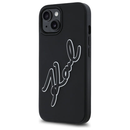 Futrola za Apple iPhone 15, Karl Lagerfeld, 3D Rubber Signature, Crna