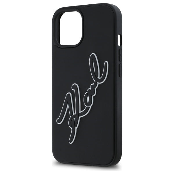 Futrola za Apple iPhone 15, Karl Lagerfeld, 3D Rubber Signature, Crna