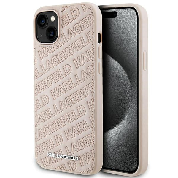 Futrola za Apple iPhone 15, Karl Lagerfeld, Diagonal Quilted K uzorak, Roza