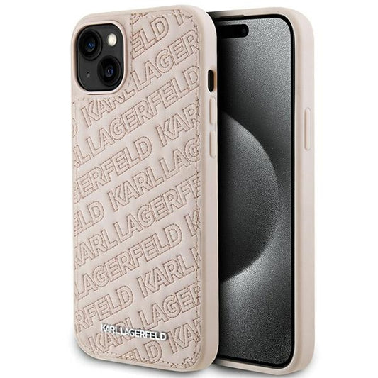 Futrola za Apple iPhone 15, Karl Lagerfeld, Diagonal Quilted K uzorak, Roza