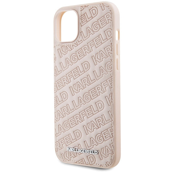 Futrola za Apple iPhone 15, Karl Lagerfeld, Diagonal Quilted K uzorak, Roza