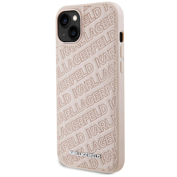 Futrola za Apple iPhone 15, Karl Lagerfeld, Diagonal Quilted K uzorak, Roza