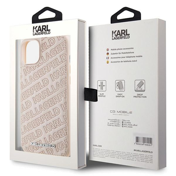 Futrola za Apple iPhone 15, Karl Lagerfeld, Diagonal Quilted K uzorak, Roza
