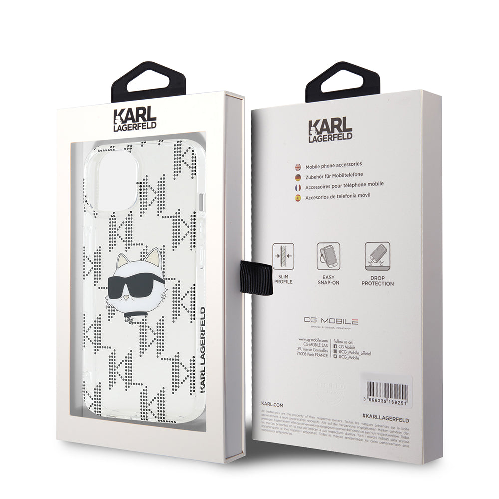 Futrola za Apple iPhone 15, Karl Lagerfeld, IML Electroplated Choupette Head, Prozirna