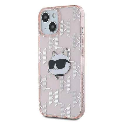 Futrola za Apple iPhone 15, Karl Lagerfeld, IML Luxury Monogram Choupette's Head, Roza