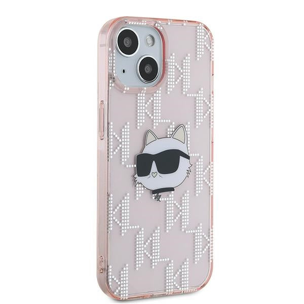 Futrola za Apple iPhone 15, Karl Lagerfeld, IML Luxury Monogram Choupette's Head, Roza