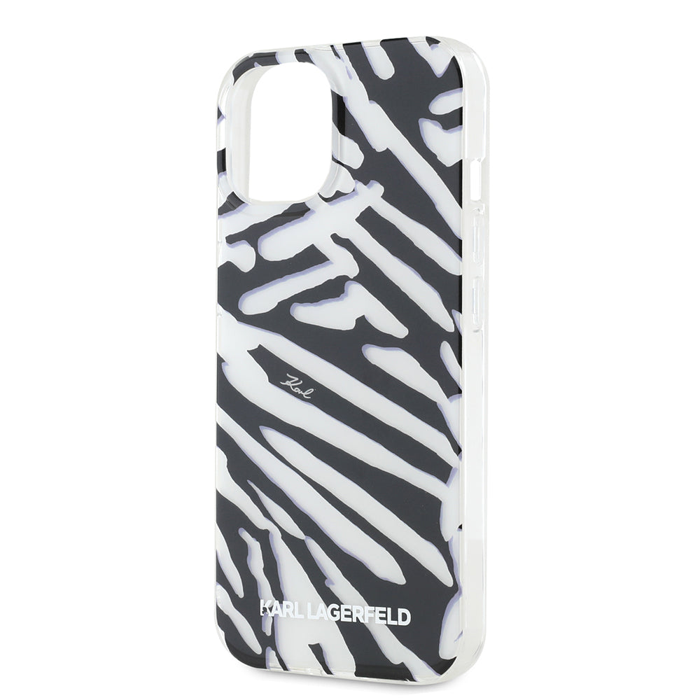 Futrola za Apple iPhone 15, Karl Lagerfeld, IML Luxury Zebra Pattern with Strap, Crna